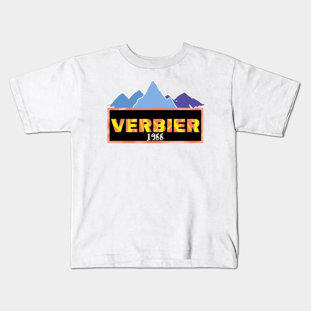 Verbier ski mountains 1988 vintage retro 80's Kids T-Shirt by Captain-Jackson